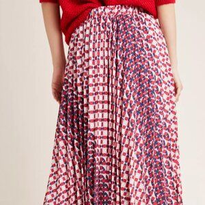 Anthropologie Hilda Abstract Pleated Skirt